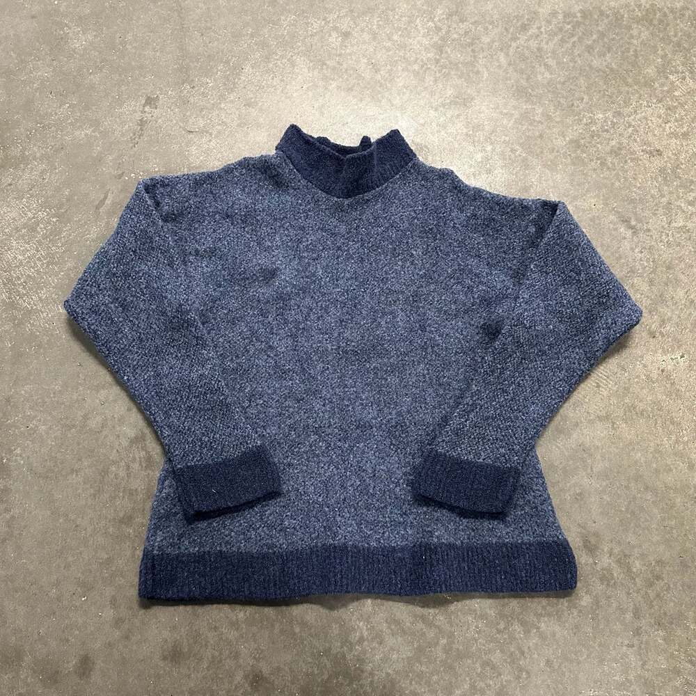 Kerry Woolen Mills Celtic Blue Lambswool Nylon Blend Mock Neck Sweater